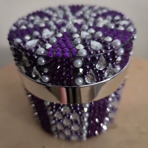 Purple and Silver Rhinestone Trinket Box